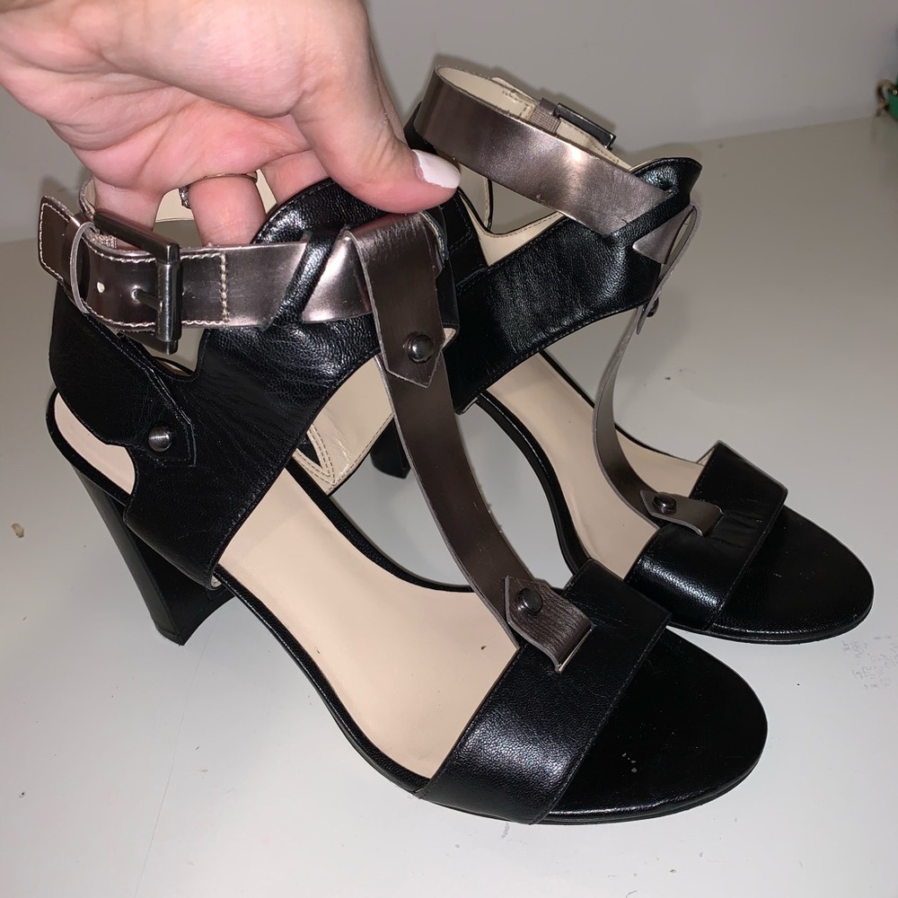 Nine West heeled sandals with pewter details